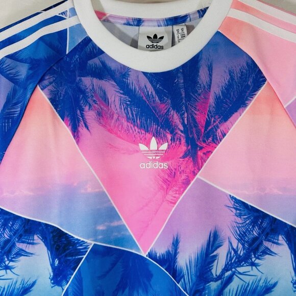 Adidas Men's Shirt Size Medium Palm Ringer 3 Stripe Short Sleeve Pullover - Picture 2 of 5